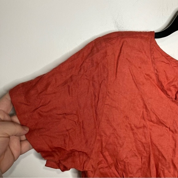 Rachel Zoe 100% linen knot front top short sleeve size large - Picture 3 of 5